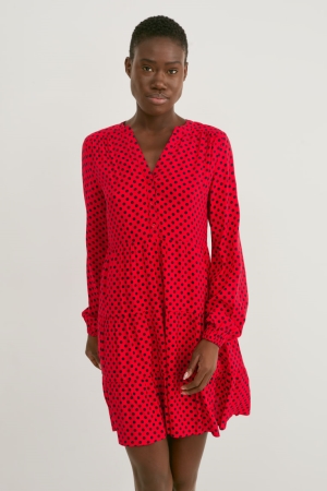 C&A A-line Polka Dot Rosse | 0745-FZRGA