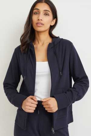 C&A Basic Zip-through With Hood Organic Cotone Blu Scuro | 4598-EUCNK