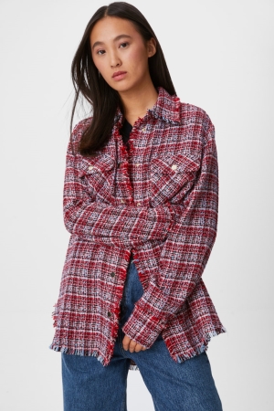 C&A Bouclé Shacket Check Rosse | 5481-WBMDU