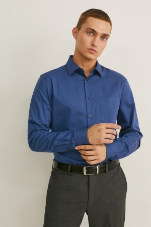 C&A Business Regular Fit Kent Collar Extra-long Sleeve s Blu Scuro | 6817-BAQFW