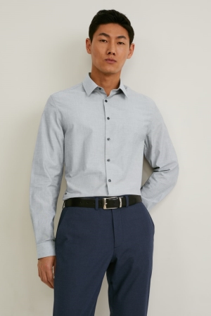 C&A Business Slim Fit Kent Collar Easy-iron Grigie | 1352-IXLSW