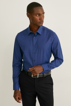 C&A Business Slim Fit Kent Collar Easy-iron Blu Scuro | 4125-CHOEL