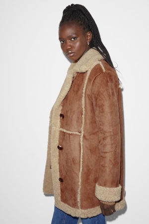 C&A Clockhouse Shearling Faux Scamosciate Havanna | 1370-KZIQS