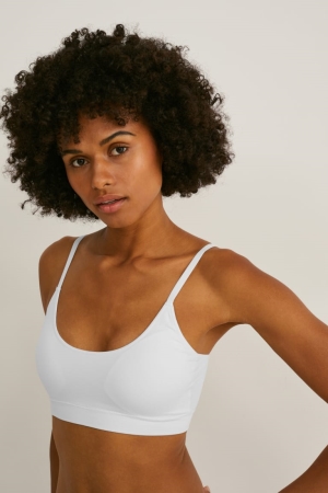 C&A Crop Imbottito Seamless- Lycra® Bianche | 6537-GVMSL