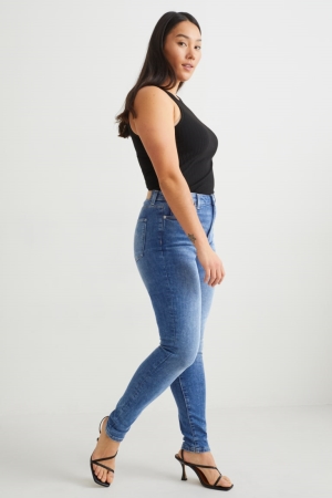 C&A Curvy High Vita Magro Fit Lycra® Recycled Blu | 9842-NIDRM