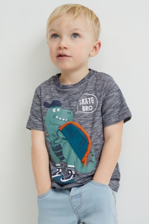 C&A Dinosaur Sleeve Blu Scuro | 4973-TSIBX