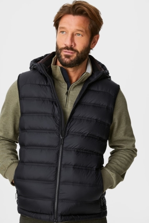 C&A Down Gilet With Hood Rds-certified Nere | 6091-BQOXD