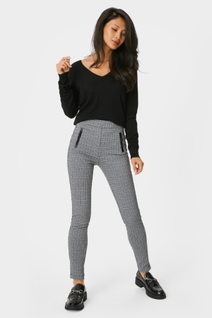 C&A Leggings Recycled Check Bianche | 0842-QPJUC