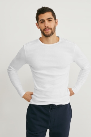 C&A Long Sleeve Organic Cotone Bianche | 2419-UFZYP