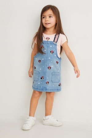 C&A Minnie Mouse Set Sleeve And Pinafore 2 Piece Blu Blu Chiaro | 4562-JPARS