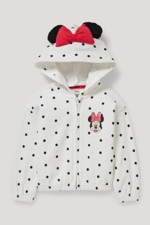 C&A Minnie Mouse Zip-through With Hood Polka Dot Bianche | 0264-KSBHD