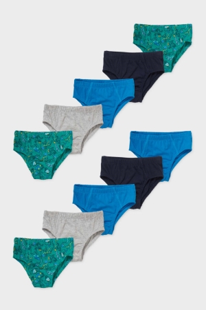 C&A Multipack Of 10 Briefs Organic Cotone Nere Grigie | 3597-TXCMQ