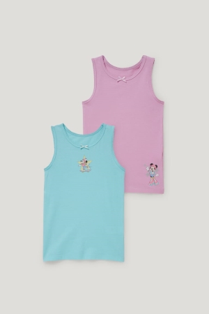 C&A Multipack Of 2 Minnie Mouse Vest Organic Cotone Rosa Verde Acqua | 2305-RDNZB