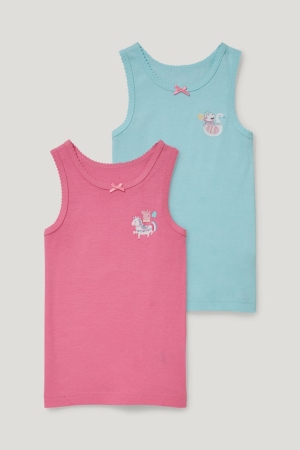 C&A Multipack Of 2 Peppa Pig Vest Rosa | 8032-DBIPV