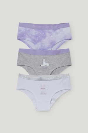 C&A Multipack Of 3 Hipster Briefs Organic Cotone Viola Chiaro | 6539-KZYIH