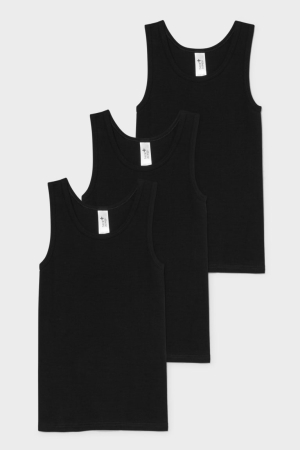 C&A Multipack Of 3 Vest Organic Cotone Nere | 0912-ZSQOB