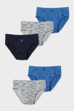 C&A Multipack Of 5 Briefs Organic Cotone Blu Grigie | 0578-NRQHT