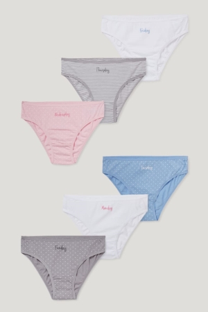 C&A Multipack Of 6 Briefs Organic Cotone Bianche Rosa | 4780-HDSYF