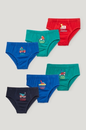 C&A Multipack Of 6 Dinosaur Briefs Organic Cotone Verdi | 9032-EYKCM