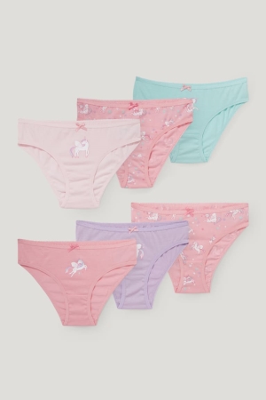 C&A Multipack Of 6 Unicorn Briefs Organic Cotone Rosa | 2945-STKCZ