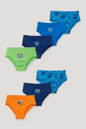 C&A Multipack Of 7 Jurassic World Briefs Organic Cotone Blu Chiaro | 0984-AZPFN