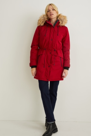 C&A Parka With Hood And Faux Fur Trim Invernali Rosse | 9476-NVIUR