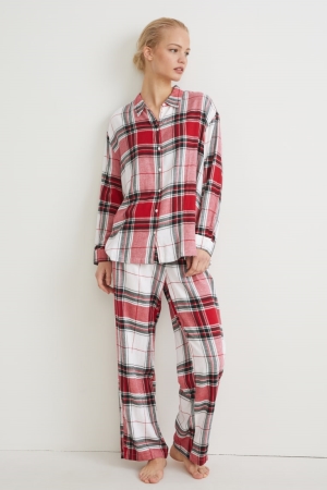 C&A Pyjamas Check Rosse | 7189-WLUJT