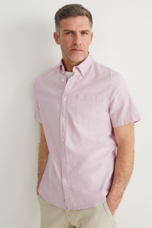 C&A Regular Fit Button-down Collar Organic Cotone Rosa | 5714-XBGRN