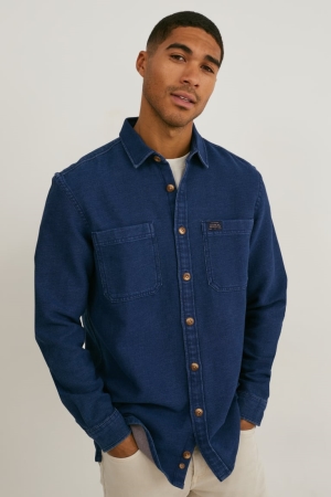 C&A Regular Fit Kent Collar Blu Scuro | 2460-COGID