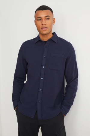 C&A Regular Fit Kent Collar Blu Scuro | 9387-BWYPV