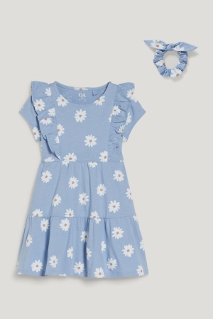 C&A Set And Scrunchie 2 Piece Floral Blu Chiaro | 3927-TFLUZ