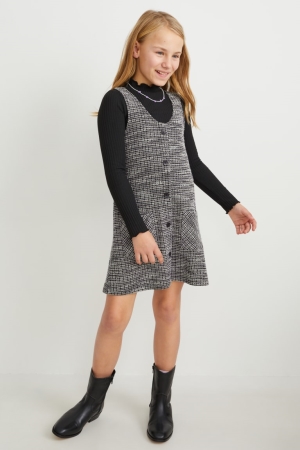 C&A Set Bouclé And Long Sleeve 2 Piece Nere | 3206-NFVOX