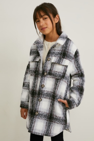 C&A Shacket Check Nere Grigie | 4398-KHCTU