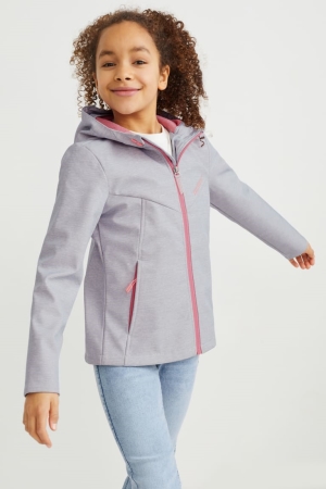 C&A Softshell With Hood Grigie Chiaro | 2348-PZVRE