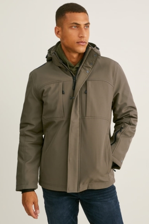 C&A Softshell With Hood Khaki | 9358-IHROK