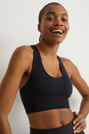 C&A Sports Bra Imbottito Lycra® Recycled Nere | 0218-VHNUE