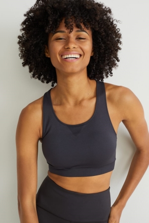 C&A Sports Bra Imbottito Nere | 3908-MUWNZ