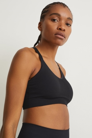 C&A Sports Bra Imbottito Yoga Recycled Nere | 4978-CANGS