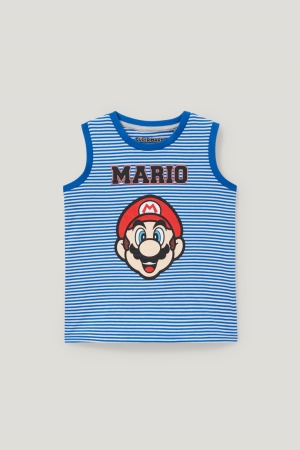 C&A Super Mario A Strisce Blu Scuro Bianche | 5826-QHGVK