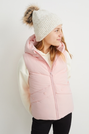 C&A Trapuntato Gilet With Hood Recycled Rosa | 8592-IYRJD