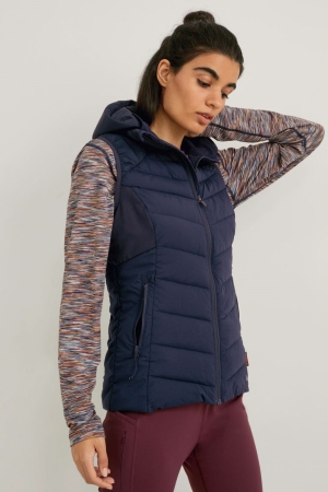 C&A Trapuntato Gilet With Hood Thermolite® Ecomade Blu Scuro | 5872-ZYCJE