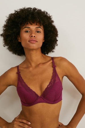 C&A Underwire Bra Demi Imbottito Bordeaux | 0346-NHGYK