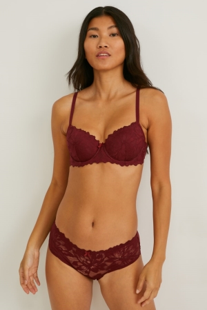 C&A Underwire Bra Demi Imbottito Bordeaux | 9380-YCDHA