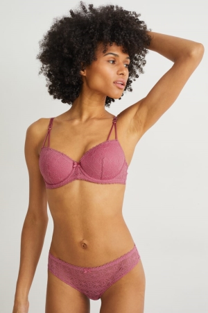 C&A Underwire Bra Demi Imbottito Lycra® Rosa | 5034-TXVYQ