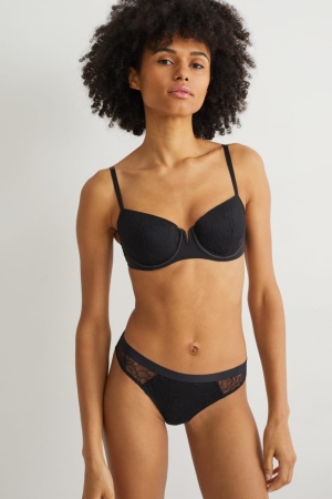 C&A Underwire Bra Demi Imbottito Nere | 0935-QIXBT