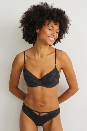 C&A Underwire Bra Demi Imbottito Nere | 3167-HUNTJ