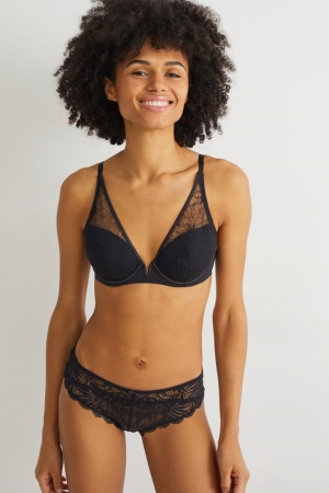 C&A Underwire Bra Demi Imbottito Nere | 6471-DMOUJ