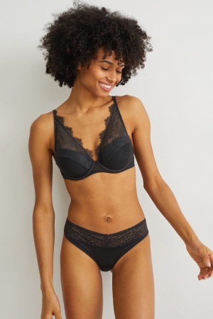 C&A Underwire Bra Demi Imbottito Nere | 6573-FJACX