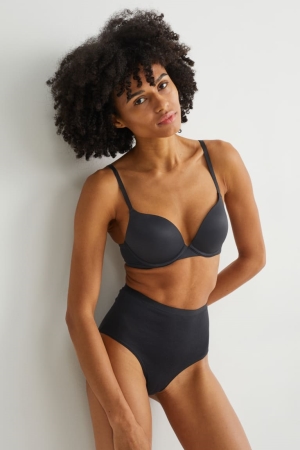 C&A Underwire Bra Demi Imbottito Push-up Nere | 8962-OMFAZ