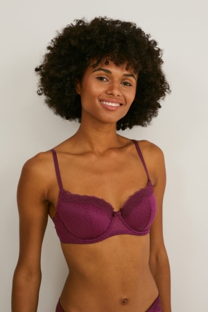 C&A Underwire Bra Full Coverage Imbottito Bordeaux | 7682-DAOWU